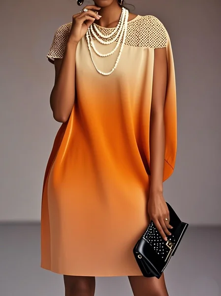 

Casual Ombre Printing Midi Dress, Orange red, Midi Dresses