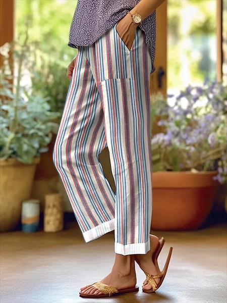 

Casual Striped Long Pant, As picture, Pants