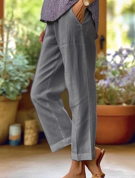 

Casual Plain Long Pant, Gray, Pants