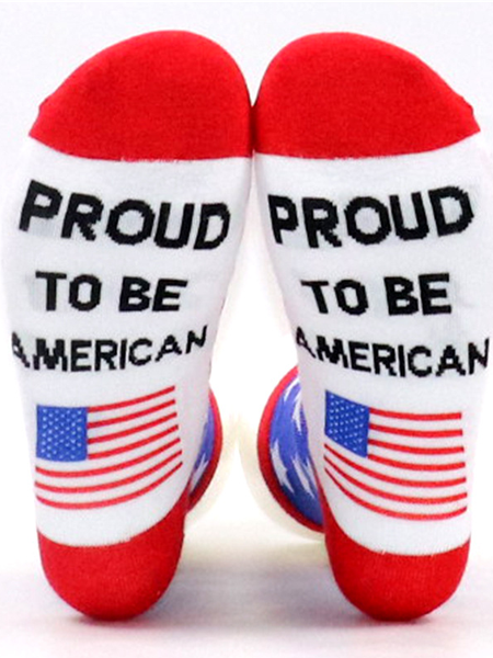 

Spot Cross-border Long Cotton Socks American Independence Day Flag Socks Striped Casual Sports Socks Letter Jacquard Creative Socks, Blue, Socks