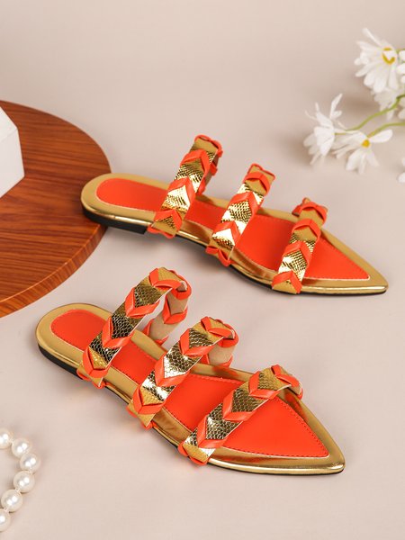 

Urban Summer Pu Slide Sandals, Orange, Slippers