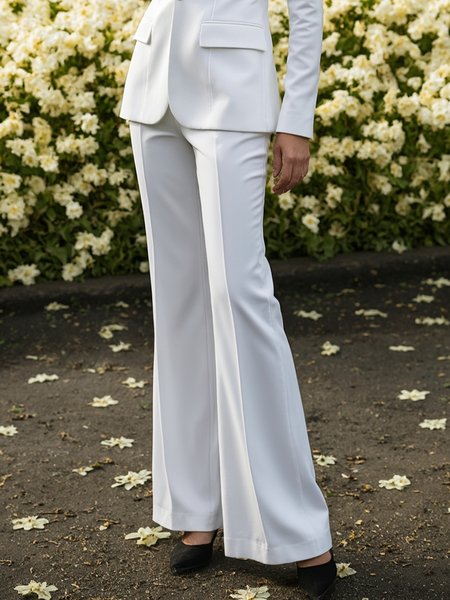 

Urban Plain Flare Fashion Pants, White, Pants