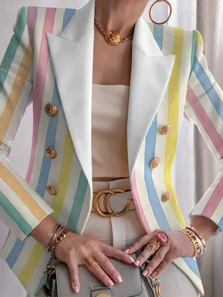 

Urban Printing Striped Blazer, As picture, Blazers