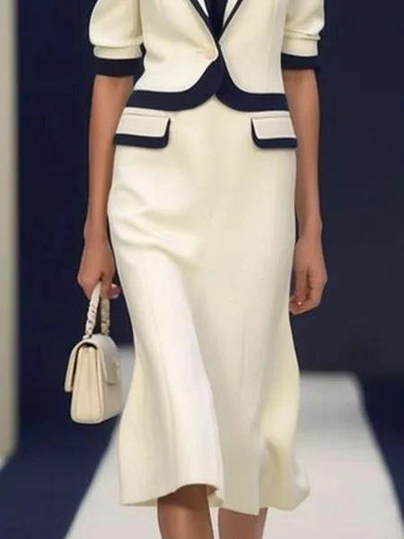 

Urban Color Block Midi Skirt, As picture, Skirts