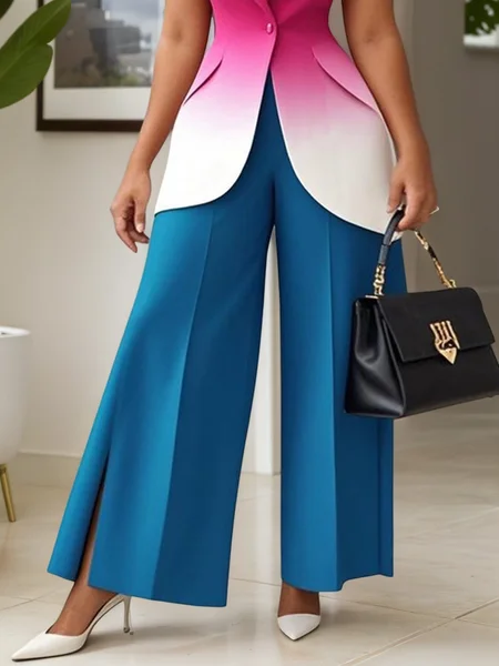 

Urban Plain Wide Leg Fashion Pants, Blue, Pants