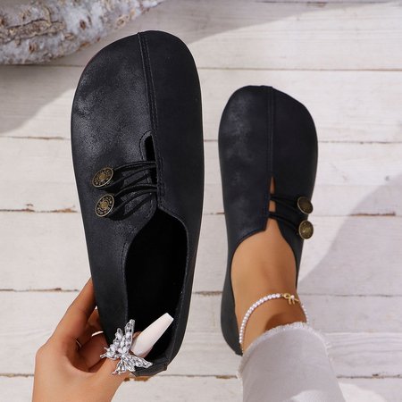 

New Soft Leather Flat Casual Shoes For Women In Summer, Simple And Fashionable Large Size Women's Shoes, Black, Flats