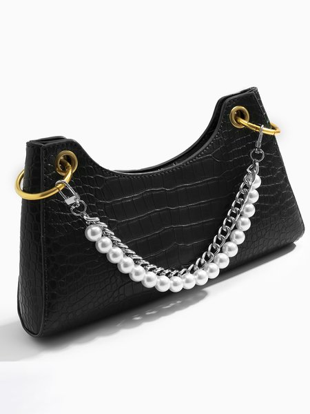 

Simple Pearl Handbag Beaded Shoulder Chain No Bag, Silver, Bags