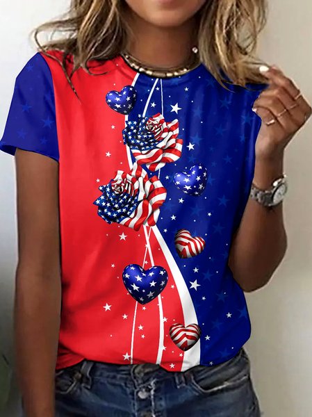 

Vintage Animal Crew Neck Short Sleeve T-shirt, Blue, Shirts