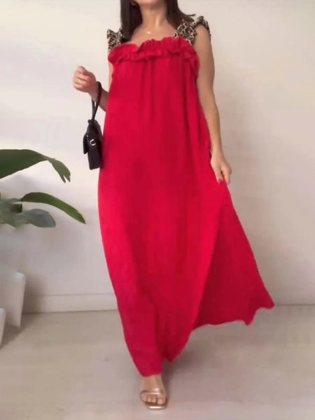 

Vacation Plain Spaghetti Maxi Dress, Red, Maxi Dresses