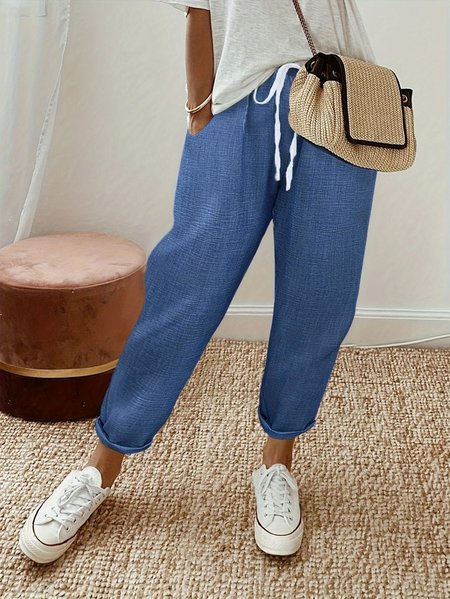 

Faux Denim Print Graphic Casual Pants, As picture, Pants