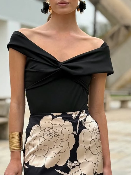 

Urban Plain Off The Shoulder Blouse, Black, Blouses and Shirts