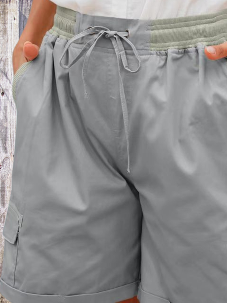 

Women Plain Fifth Pants Straight Pants Casual Summer Shorts, Grey-blue, Shorts