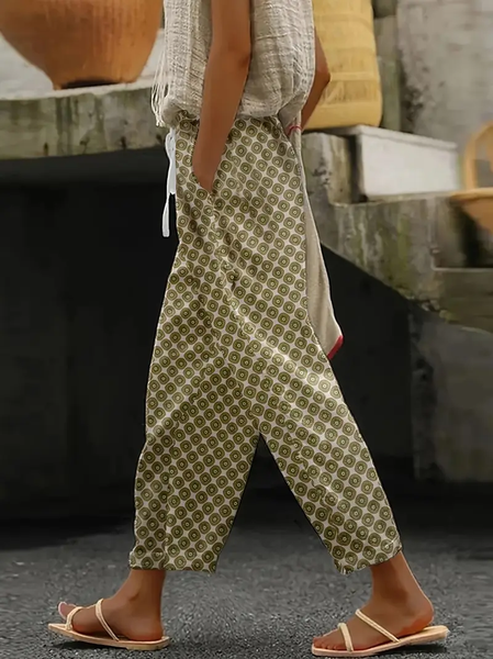 

Women Geometric Long Pants Casual Spring/Fall Trousers, As picture, Pants