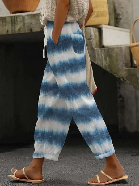

Women Tie Dye Long Pants Casual Spring/Fall Trousers, Blue, Pants