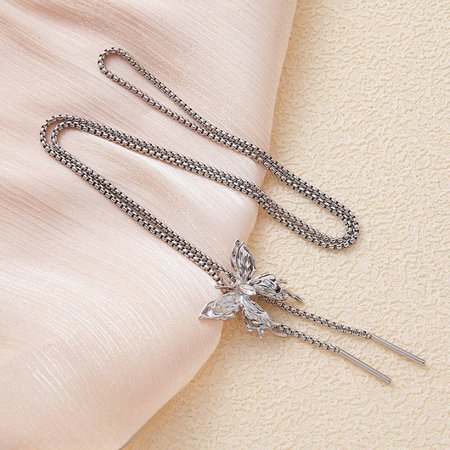

Titanium Steel Niche Luxury Design High-end Rose Petal Butterfly Necklace All-match High-end Cold Style Free Adjustment Necklace, Color2, Necklaces