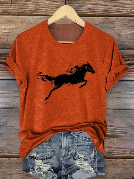 

Vintage Animal Crew Neck Short Sleeve T-shirt, Orange, T-shirts