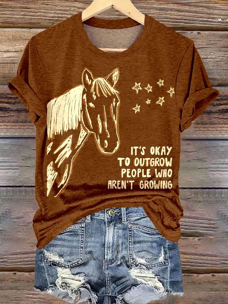 

Vintage Animal Crew Neck Short Sleeve T-shirt, Brown, T-shirts