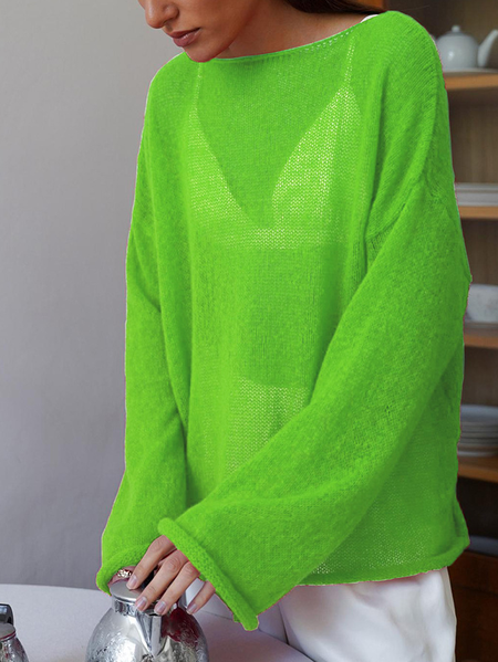 

Women Plain Long Sleeve Blouse Spring/Fall Off The Shoulder Dolman Sleeve Daily Casual Top, Green, Shirts