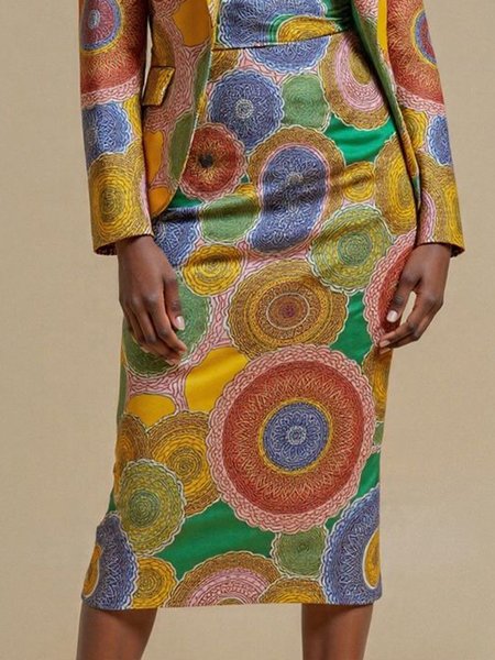 

Urban Printing Abstract Polka Dots Midi Skirt, As picture, Skirts