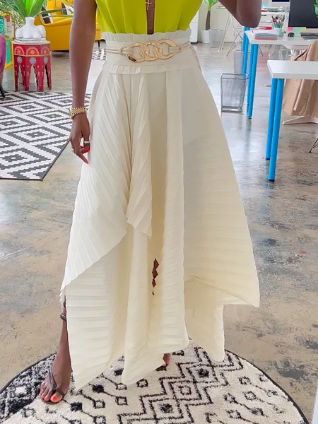 

Urban Pleated Plain Maxi Skirt, Off white, Skirts