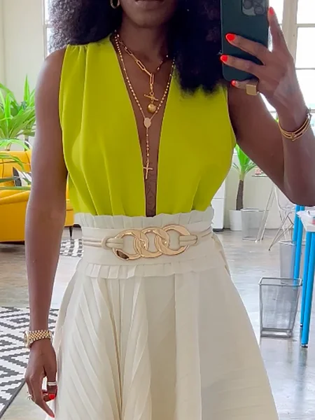 

Urban Plain Gathered V Neck Blouse, Green, Blouses and Shirts