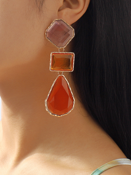 

Exaggerated contrasting water drop long earrings, Red, Earrings