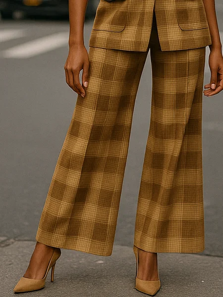 

Urban Plain Printing Wide Leg Pants, Yellow, Pants