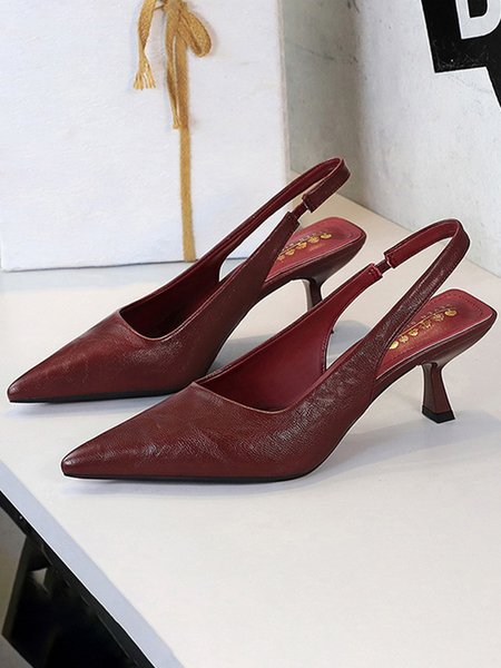 

Spool Heel Plain Flat, Wine red, Heels