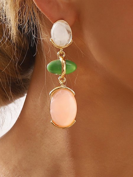 

Elegant Color Block Dangle, Golden, Earrings