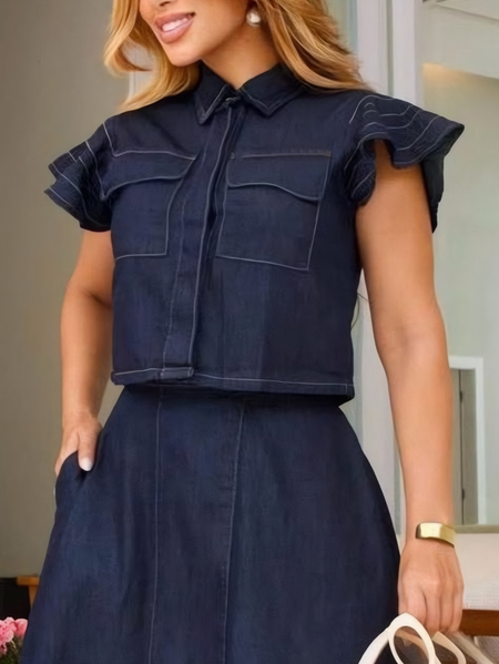 

Urban Plain Distressing Denim Shirt, Blue, Blouses and Shirts