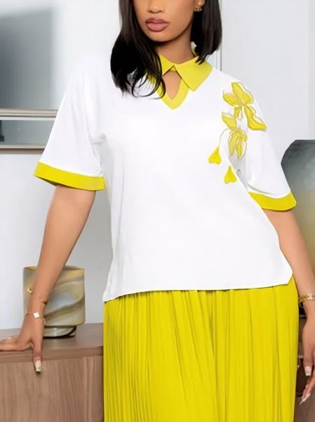 

Urban Floral Printing T-shirt, Yellow, Tees