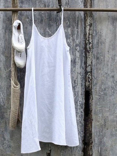

Casual Spaghetti Plain Cami, White, Tanks & Camis