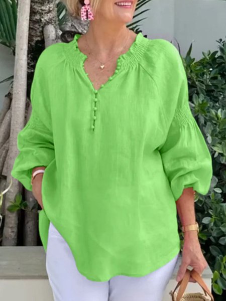 

Casual Plain Half Open Collar Blouse, Aqua, Blouses & Shirts