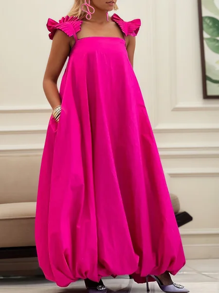 

Urban Plain Peplum Maxi Dress, Pink, Maxi Dresses