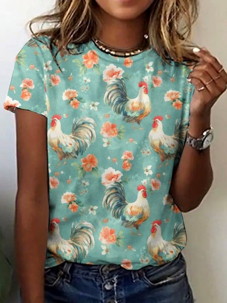 

Vintage Animal Crew Neck Short Sleeve T-shirt, Green, T-shirts