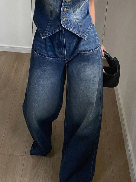 

Distressing Plain Casual Denim Jeans, Denim blue, Jeans