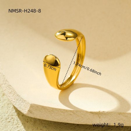

European And American Ins Cold Style 18k Gold Geometric Irregular Titanium Steel Ring Does Not Fade All-match High-grade Open Stainless Steel Electroplated Ring, Color8, Rings