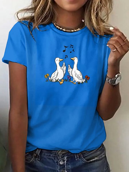 

Vintage Animal Crew Neck Short Sleeve T-shirt, Blue, T-shirts