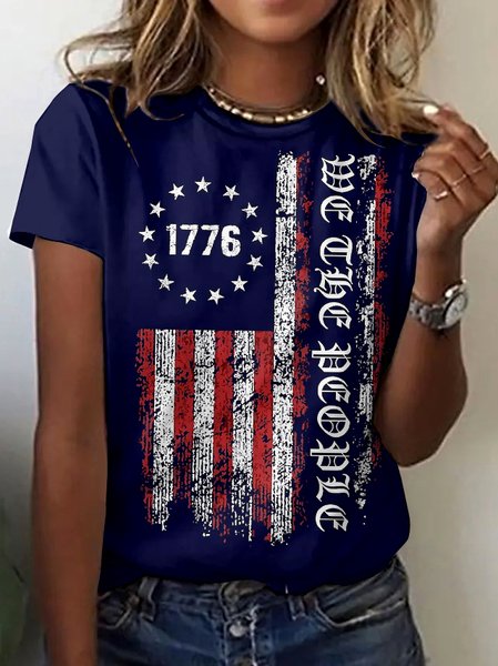 

Vintage Animal Crew Neck Short Sleeve T-shirt, Navyblue, T-shirts