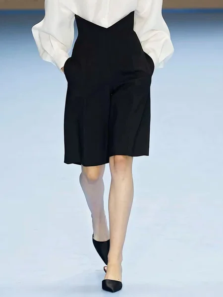 

Urban Plain Wide Leg Pants Shorts, Black, Shorts