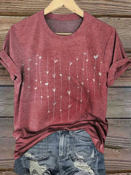

Vintage Geometric Crew Neck Short Sleeve T-shirt, As picture, T-shirts