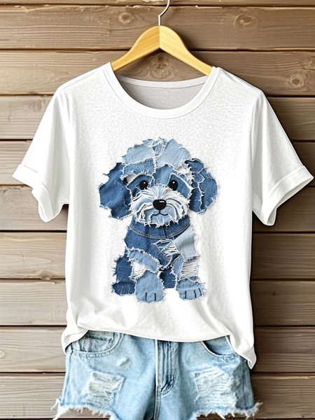

Vintage Animal Crew Neck Short Sleeve T-shirt, White, T-shirts