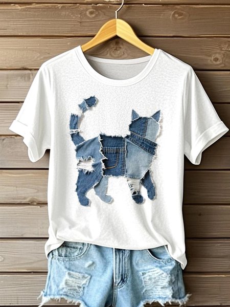 

Vintage Animal Crew Neck Short Sleeve T-shirt, White, T-shirts