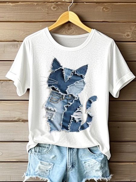 

Vintage Animal Crew Neck Short Sleeve T-shirt, White, T-shirts