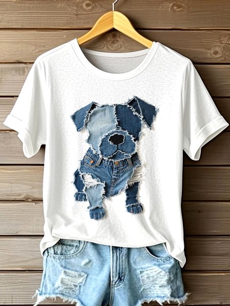 

Vintage Animal Crew Neck Short Sleeve T-shirt, White, T-shirts
