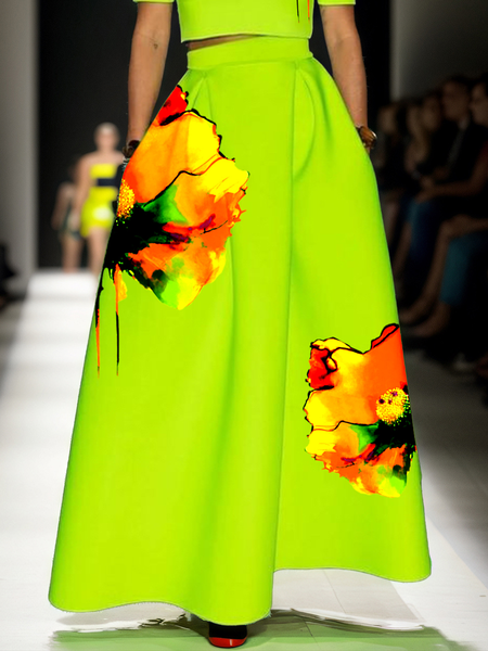 

Urban Printing Floral Maxi Skirt, As picture, Skirts