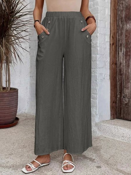 

Women Plain Long Elastic Waist Pants Casual Spring/Fall Trousers, Deep gray, Pants
