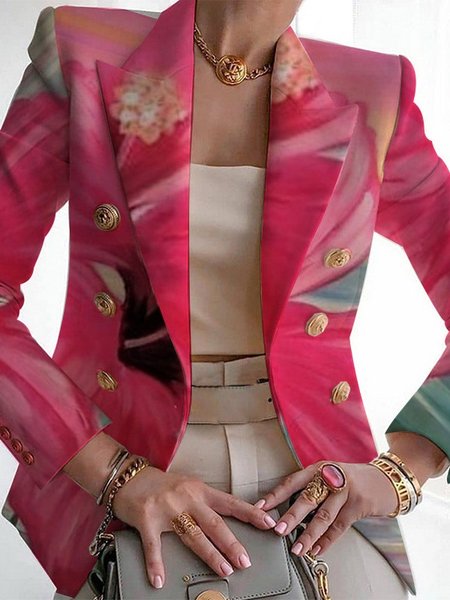 

Women Floral Spring/Fall Outerwear Vintage Printing Long Sleeve Regular Blazer, Color14, Blazers