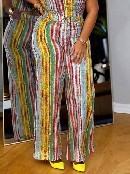 

Urban Color Block Printing Fashion Pants, As picture, Pants