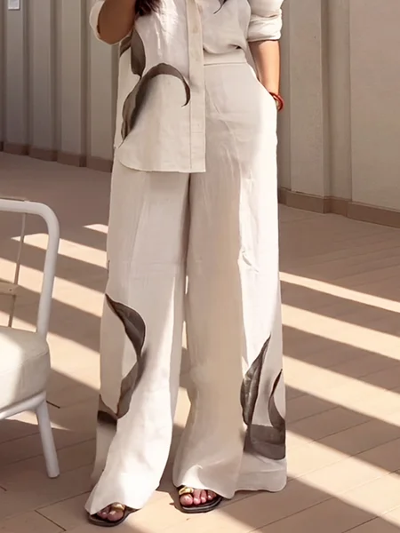 

Urban Random Print Wide Leg Fashion Pants, As picture, Pants